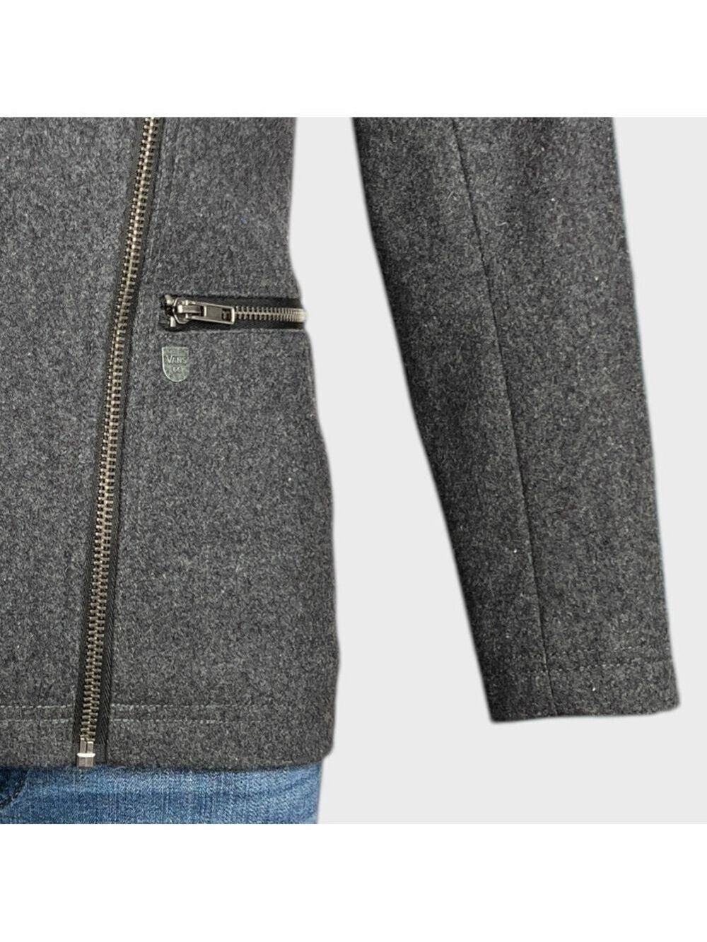 NEW Vans Womens XS PIKE Jacket Black Gray NWOT $128 Moto style Wool Punk Gothic - Picture 5 of 16